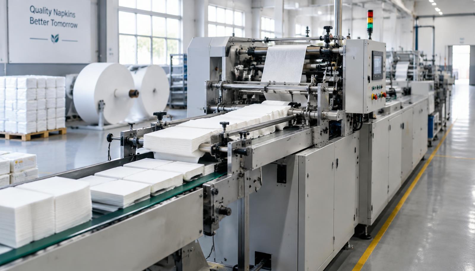 Napkin converting line folding white paper napkins